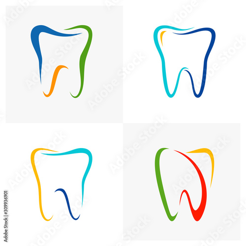 Set of Dental Logo Design Template. Creative Dentist Logo Concept. Dental Clinic Creative Company Vector Logo.