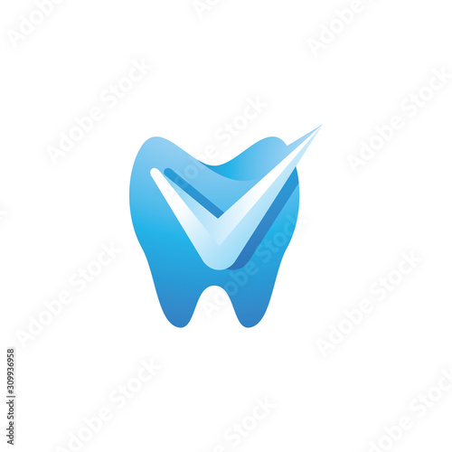 Dental Check Mark Icon, Teeth Tooth Dentist Medical Logo Design