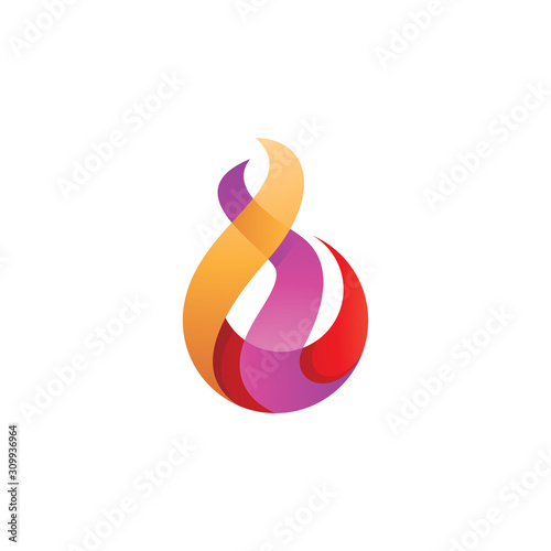 Colorful Abstract Swirl Fire Flame Logo Icon