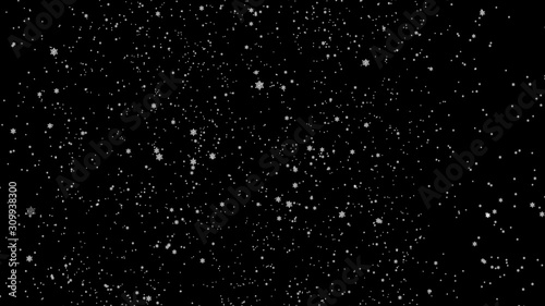 Flying rain or snow on black background. Christmas background, white snow on black background for edit photo. Snow isolated.