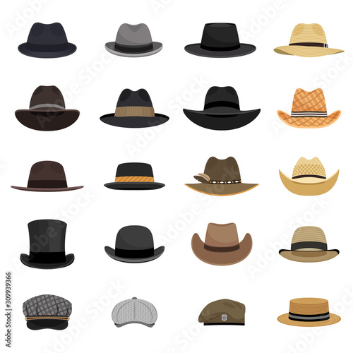 Different male hats Fototapet