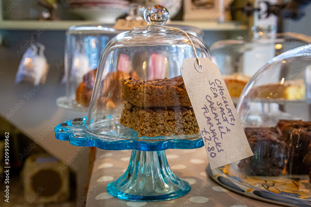 Flapjacks and cakes for sale in a coffee shop Flapjacks and cakes for sale in a coffee shop