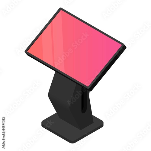 Digital screen kiosk icon. Isometric of digital screen kiosk vector icon for web design isolated on white background