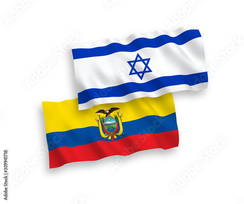 Flags of Ecuador and Israel on a white background