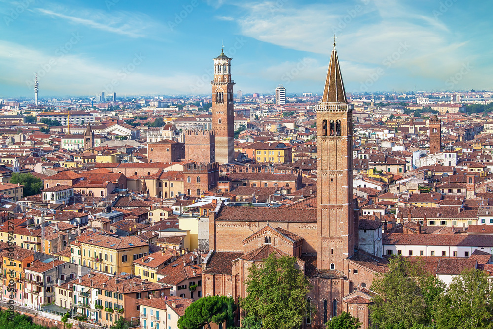 Beautiful panorama of Verona, urban outdoor background