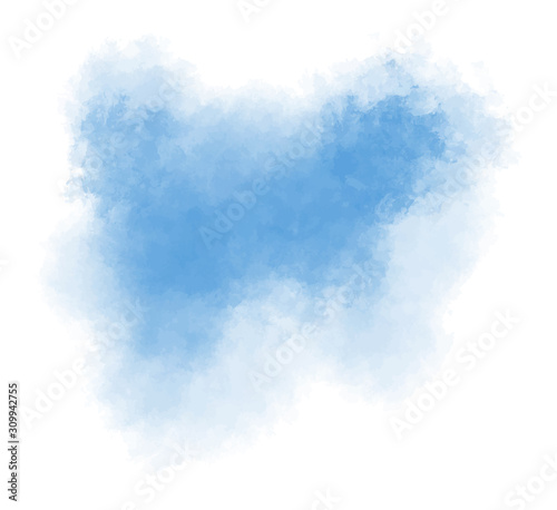 Dark blue paint splash on a white isolated background. Watercolor stain. Vector illustration. Delicate and subtle, ethereal colors. Brush stroke for your painting. Ethereal. EPS8.