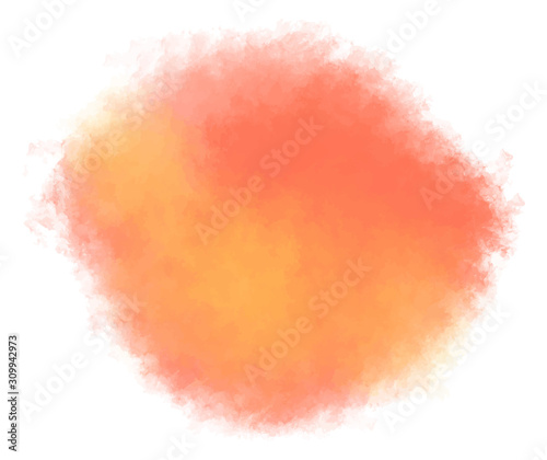 Orange yellow watercolor background. Abstract aquarelle flame. Vector colorful splash on white backdrop. Beautiful texture for your graphic design. Illustration isolated on white screen.