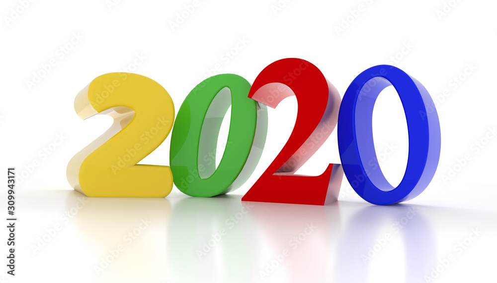 Colorful 2020 on a white background