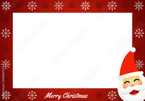 Red christmas frame with santa claus and snowflake. © 1arts