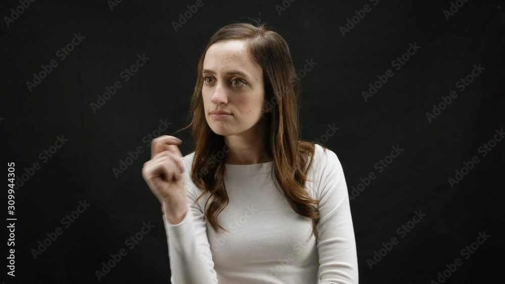 Woman on Black Background - phone app gestures Woman on Black Background - phone app gestures