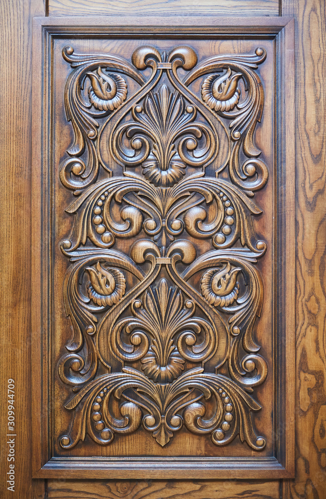 Wood pattern decorative bas-relief on the surface