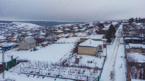 Winter seen from above. Aerial view