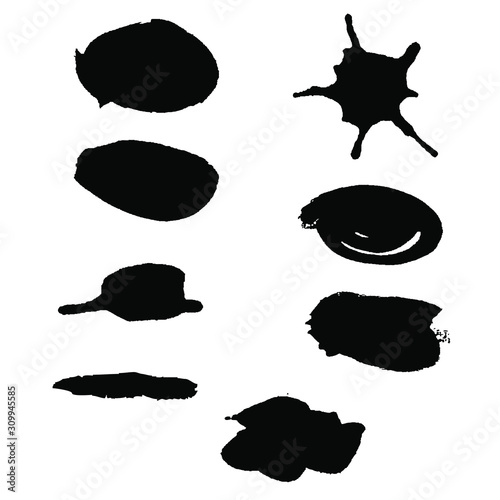 Vector brush spots. Hand drawn brush spalash. Vector brushes. Real paint imitation photo