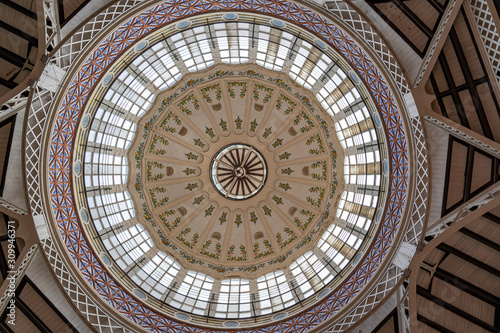 The magnificent dome of the indoor market Mercat Central in Valencia  Spain
