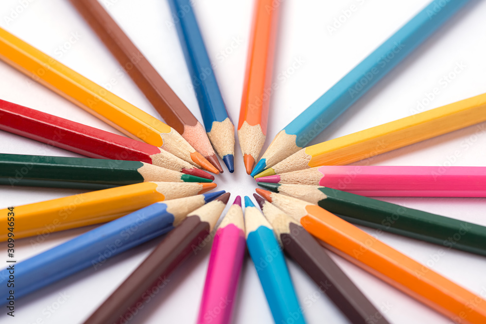 Colorful wooden pencils on white background Colorful wooden pencils on white background