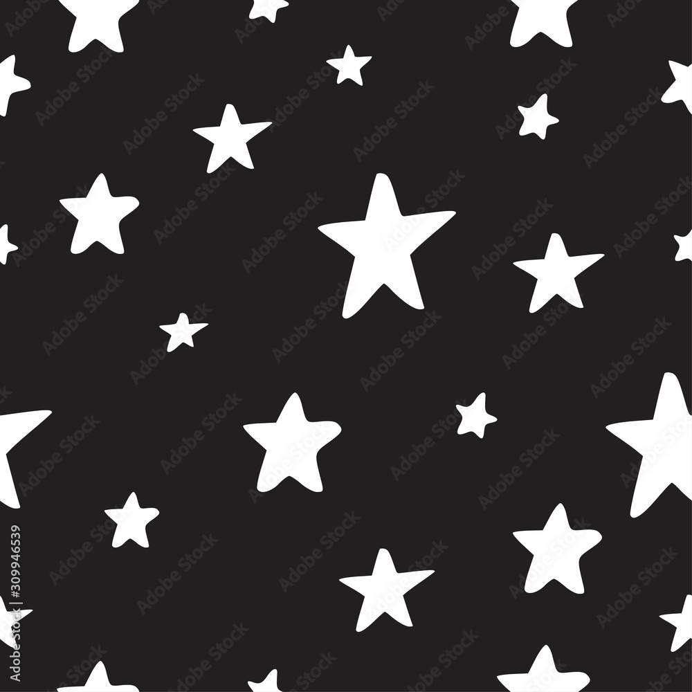 Seamless pattern, vector background with different stars. Bright and colorful backdrop for Christmas and New Year party, packaging and other Seamless pattern, vector background with different stars. Bright and colorful backdrop for Christmas and New Year party, packaging and other
