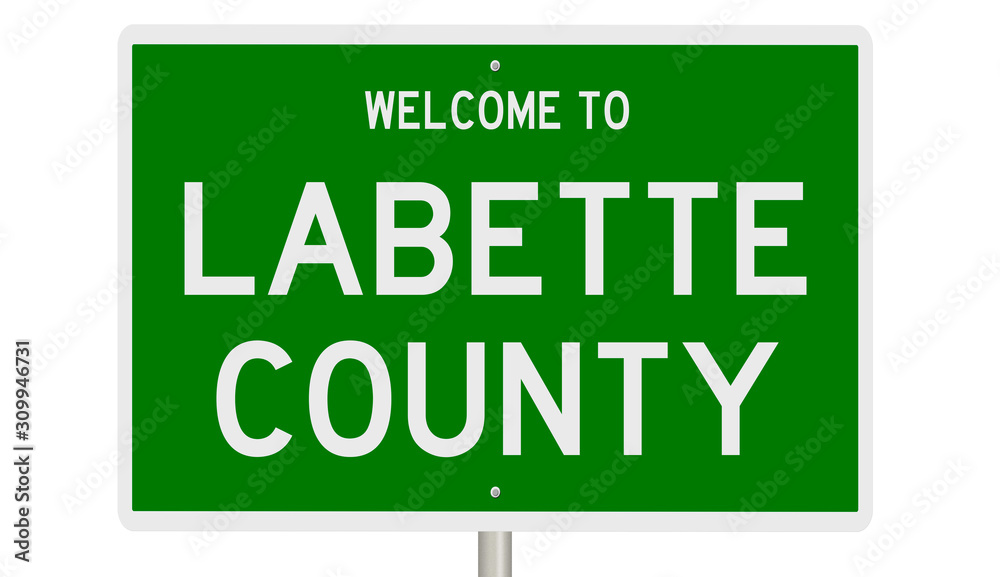 Rendering of a green 3d highway sign for Labette County Rendering of a green 3d highway sign for Labette County