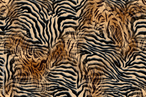 Black and white zebra - leo mix pattern  Animal skin print. - Illustration