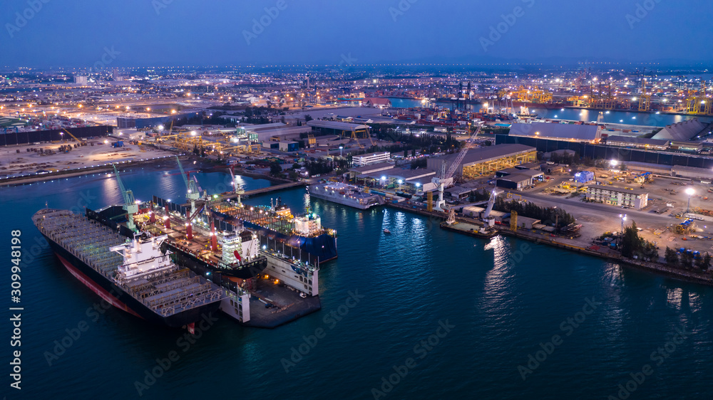 large shipyard and maintenance on the sea