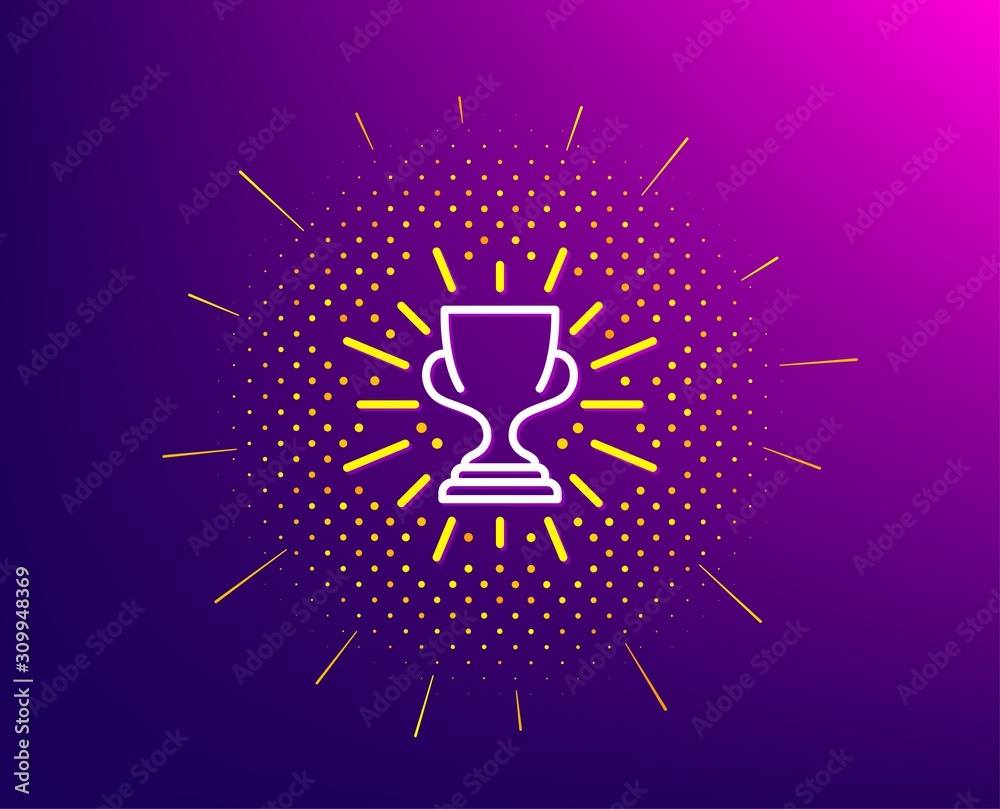 Award cup line icon. Halftone pattern. Winner Trophy symbol. Sports achievement sign. Gradient background. Trophy line icon. Yellow halftone pattern. Vector Award cup line icon. Halftone pattern. Winner Trophy symbol. Sports achievement sign. Gradient background. Trophy line icon. Yellow halftone pattern. Vector