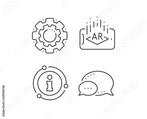 Augmented reality phone line icon. Chat bubble, info sign elements. VR simulation sign. 3d view symbol. Linear augmented reality outline icon. Information bubble. Vector