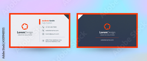 Double-sided horizontal business card template. Vector mockup illustration. Stationery design. Halftone texture