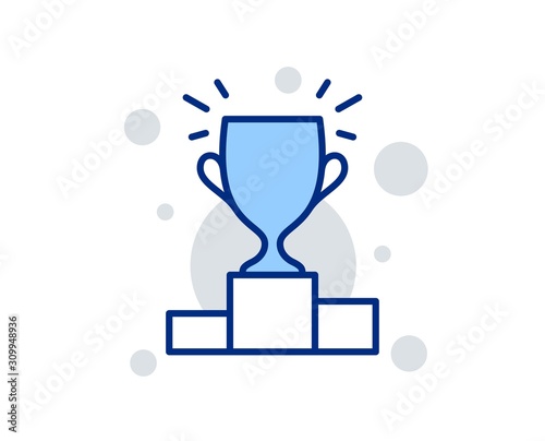 Winner podium line icon. Sports Trophy symbol. Championship achievement sign. Linear design sign. Colorful winner podium icon. Vector