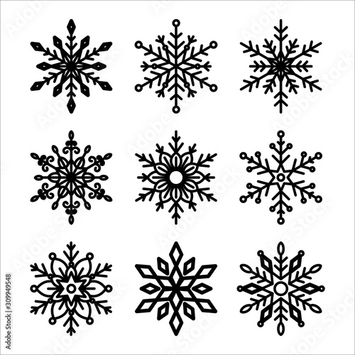 Christmas and winter snow flakes set vector  beautiful collection