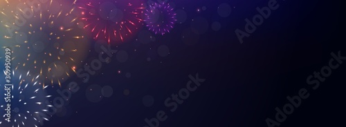 Bright Colorful Fireworks on night background