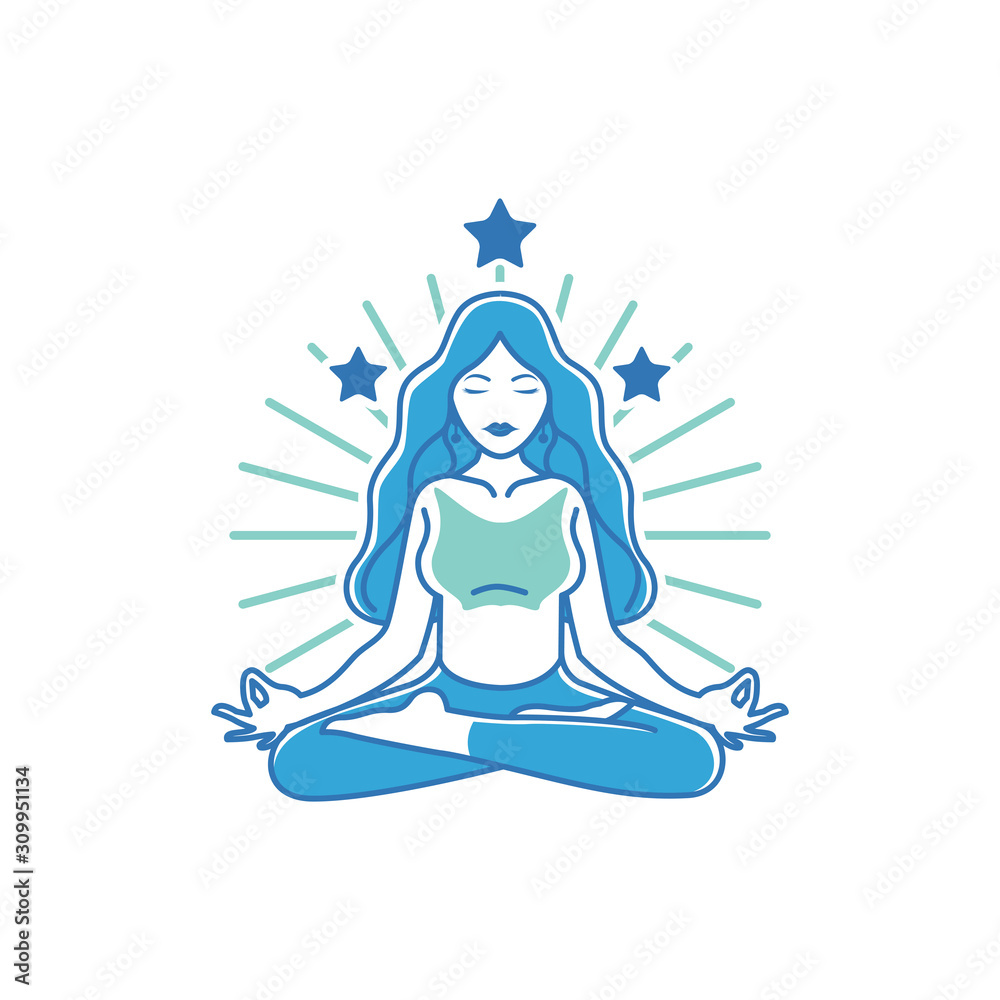 woman in yoga pose on white background
