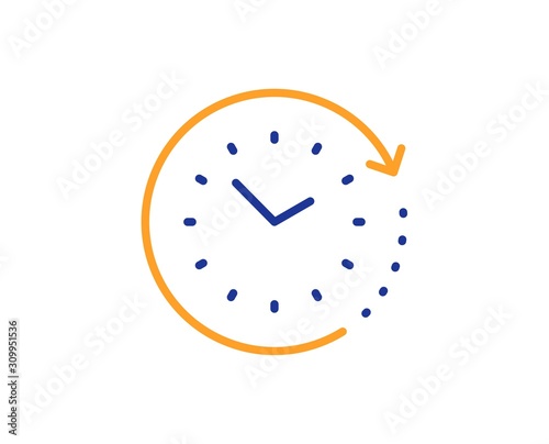 Clock sign. Time change line icon. Watch symbol. Colorful outline concept. Blue and orange thin line time change icon. Vector