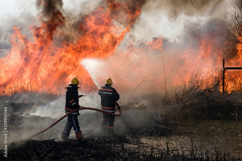 Fire Fighters battle a blaze.