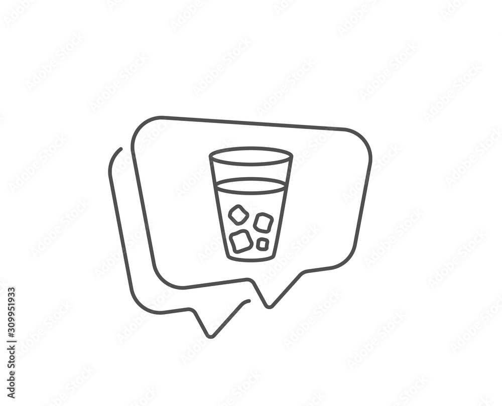 Ice tea line icon. Chat bubble design. Soda drink sign. Fresh cold beverage symbol. Outline concept. Thin line ice tea icon. Vector Ice tea line icon. Chat bubble design. Soda drink sign. Fresh cold beverage symbol. Outline concept. Thin line ice tea icon. Vector