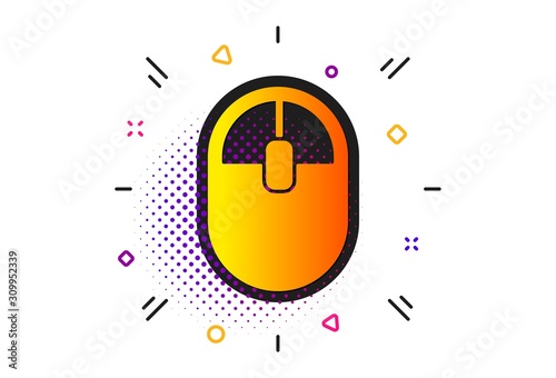 Internet surf device sign. Halftone circles pattern. Ð¡omputer Mouse icon. PC equipment symbol. Classic flat computer Mouse icon. Vector