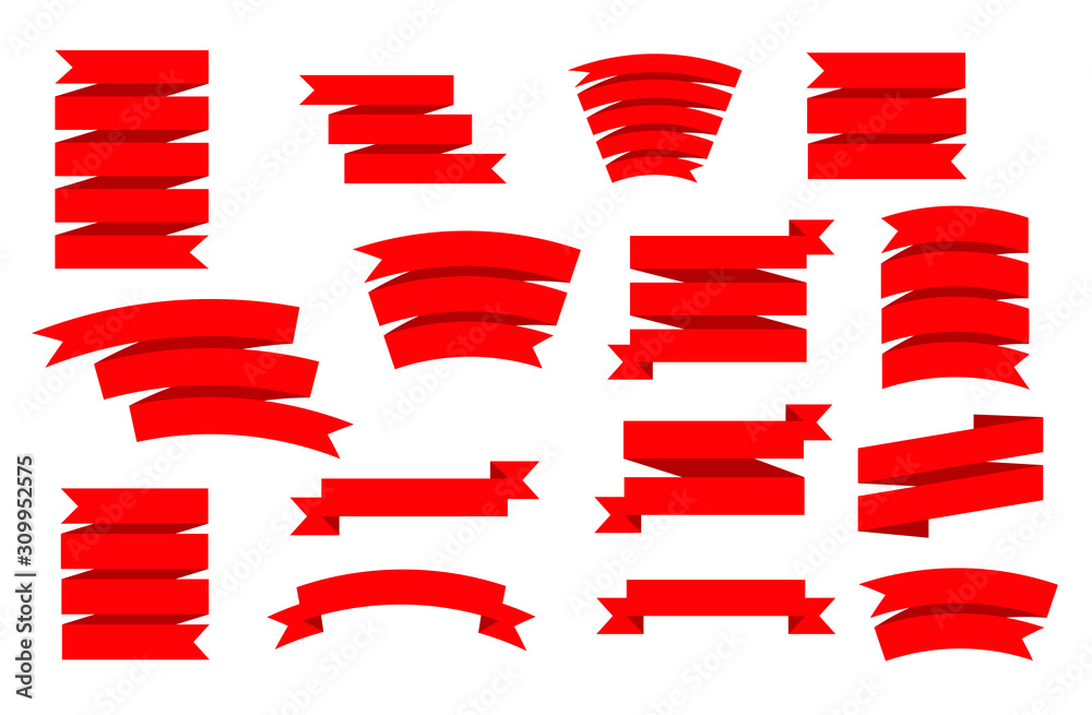 Ribbon vector set on white background. Banner isolated shapes illustration of gift and accessory. Christmas sticker . Set ribbons or banners. Vector illustration Ribbon vector set on white background. Banner isolated shapes illustration of gift and accessory. Christmas sticker . Set ribbons or banners. Vector illustration