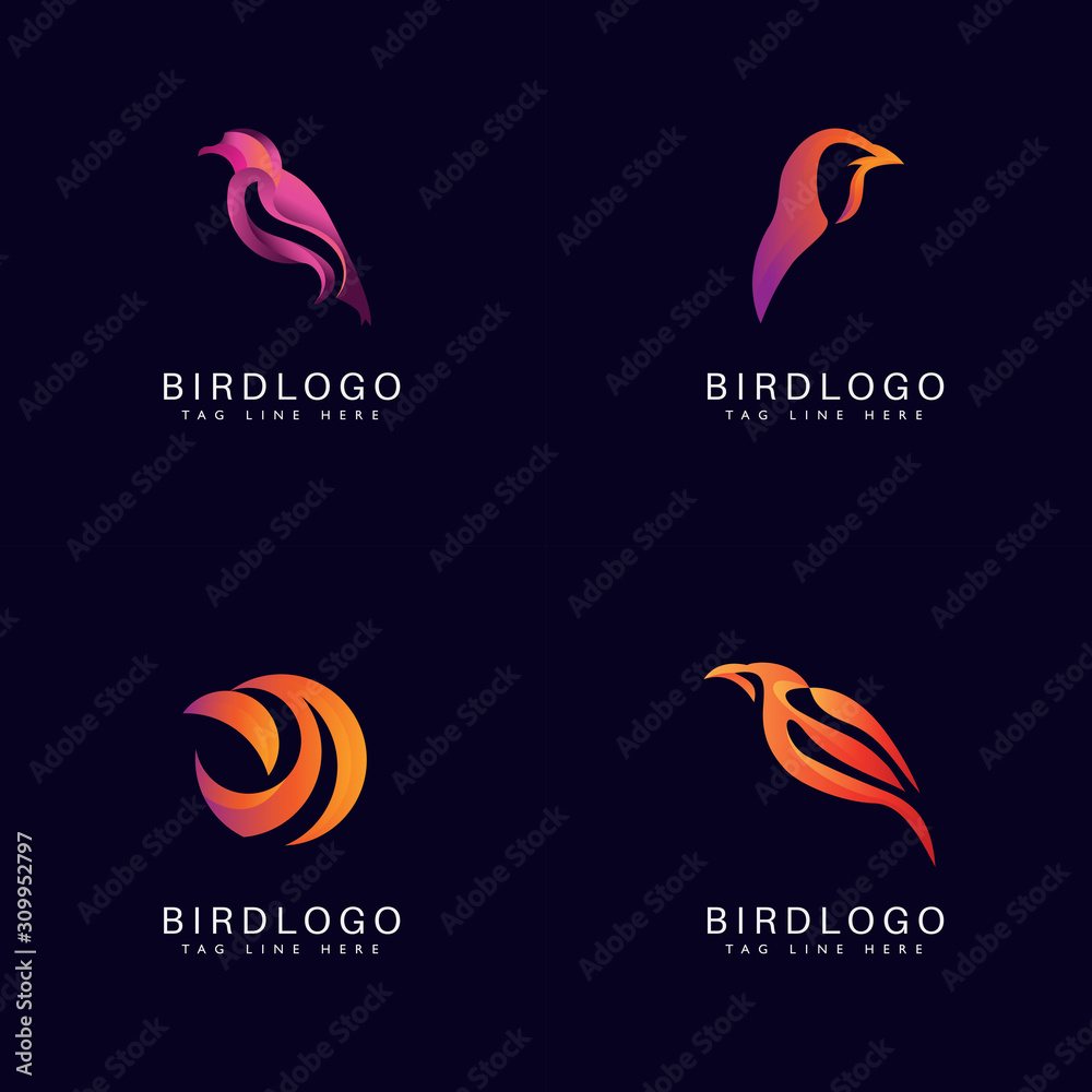Gradient Abstract Bird logo template Gradient Abstract Bird logo template