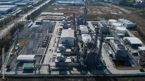 Aerial view Petrochemical plants and power plants.