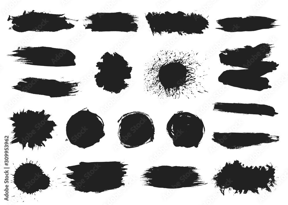 Paint black blobs. Ink splashes, graffiti splatter. Abstract grunge texture, blot silhouettes vector set. Illustration splatter paint, silhouette grunge Paint black blobs. Ink splashes, graffiti splatter. Abstract grunge texture, blot silhouettes vector set. Illustration splatter paint, silhouette grunge