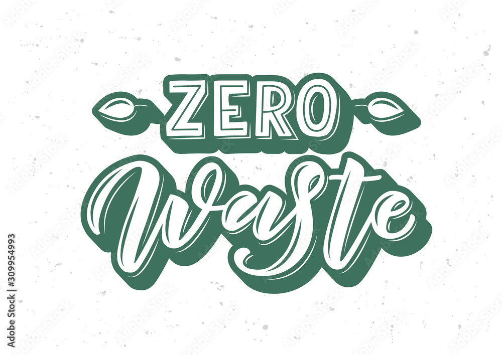 Naklejka premium Zero waste hand drawn lettering.