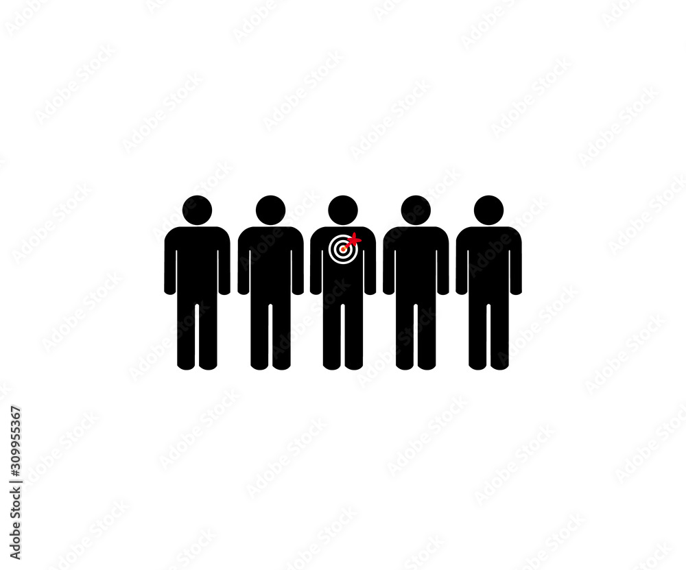 targeted man with arrow on dartboard target, How to Select a Target Market concept, vector illustration. targeted man with arrow on dartboard target, How to Select a Target Market concept, vector illustration.