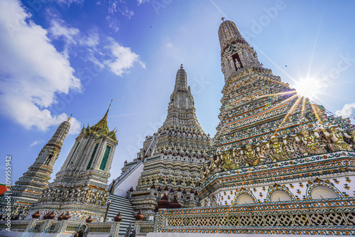 Wat Arun Ratchawaram Ratchaworamawihan, one of landmark Chao Phraya river in Bangkok Thailand. photo