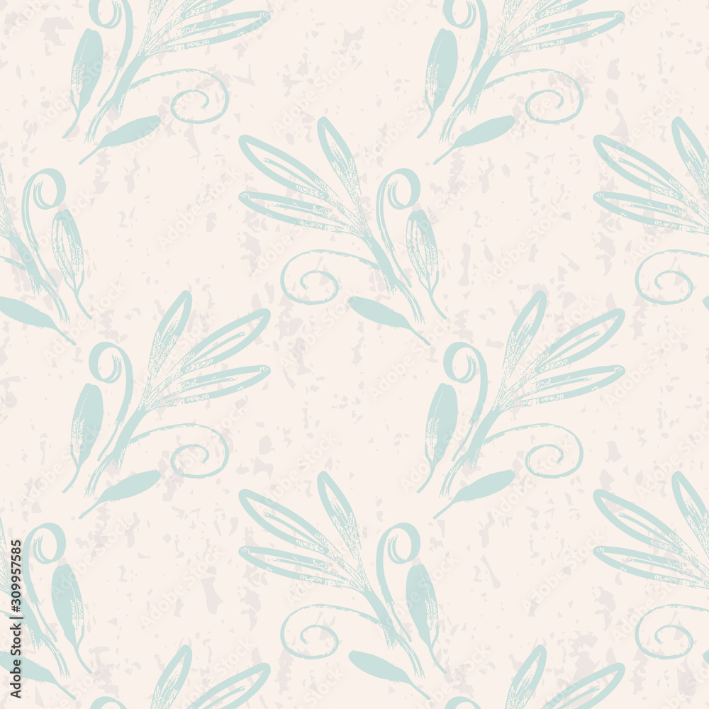 Hand sketched leaves. Vector seamless pattern. Hand sketched leaves. Vector seamless pattern.