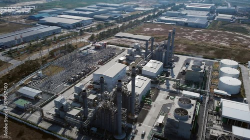 Aerial view Petrochemical plants and power plants.