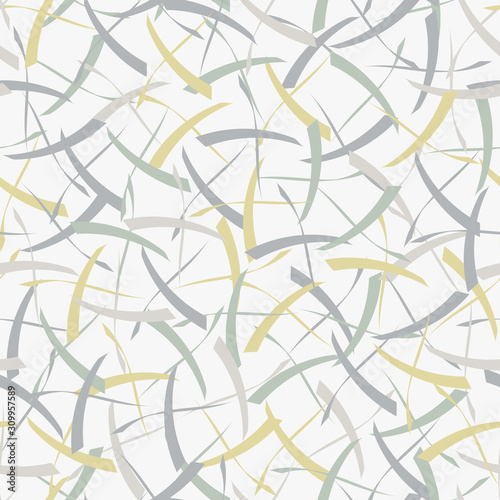 Vector Abstract Scribbles Design in Yellow Gray. and Green Seamless Repeat Pattern. Background for textiles, cards, manufacturing, wallpapers, print, gift wrap and scrapbooking.