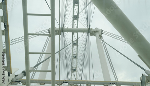Metal and cables in Core Structure of  Singapore Flyer Giant Whee;