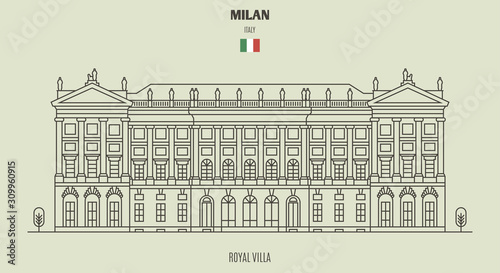 Royal Villa of Milan, Italy. Landmark icon