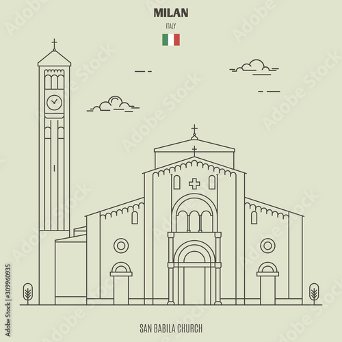 San Babila in Milan, Italy. Landmark icon