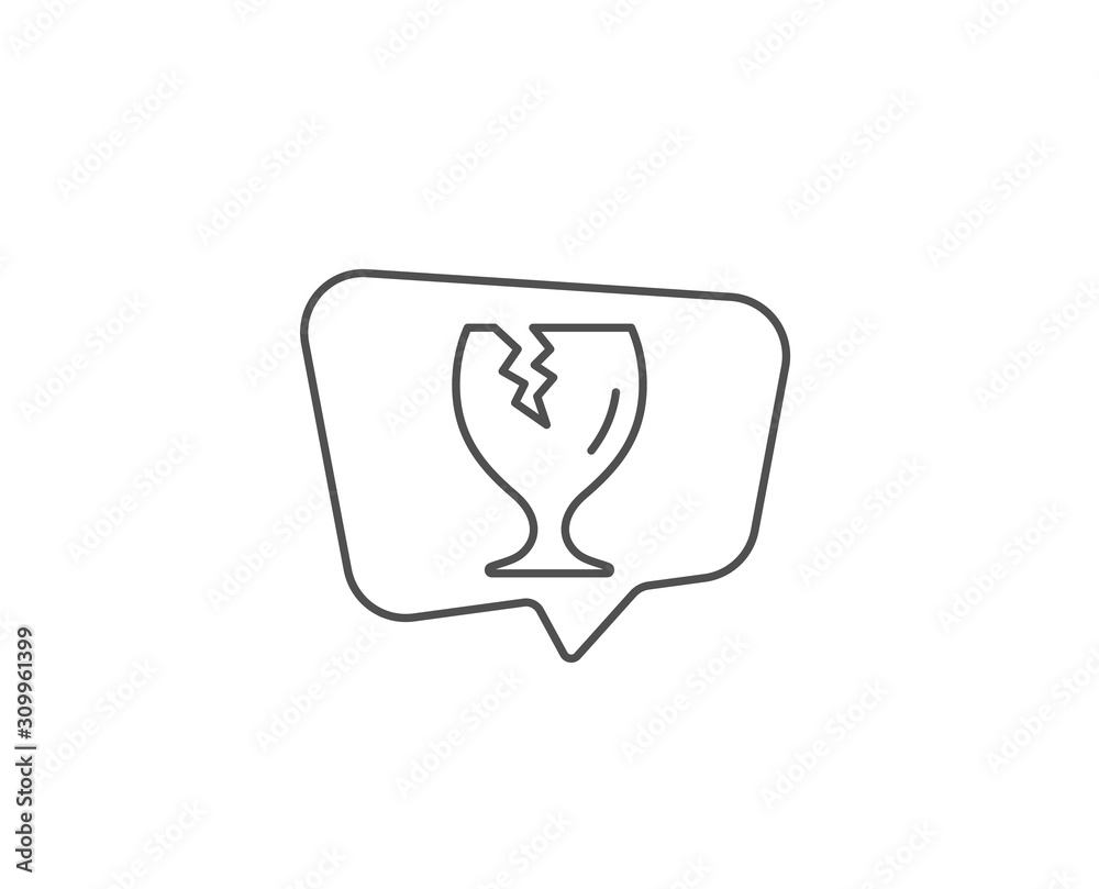 Fragile package line icon. Chat bubble design. Delivery service sign. Safe shipping symbol. Outline concept. Thin line fragile package icon. Vector Fragile package line icon. Chat bubble design. Delivery service sign. Safe shipping symbol. Outline concept. Thin line fragile package icon. Vector