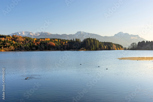 Lake Illasbergsee near Füssen in autumn. Allgäu, Bavaria, Germany photo