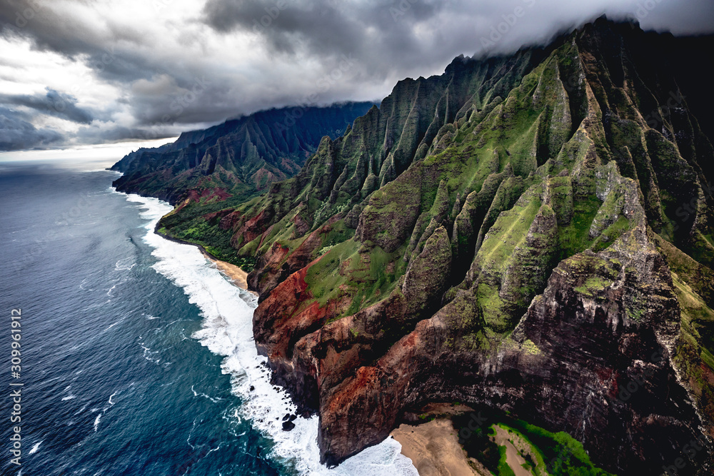 sea and rocks on Kauai Hawaii